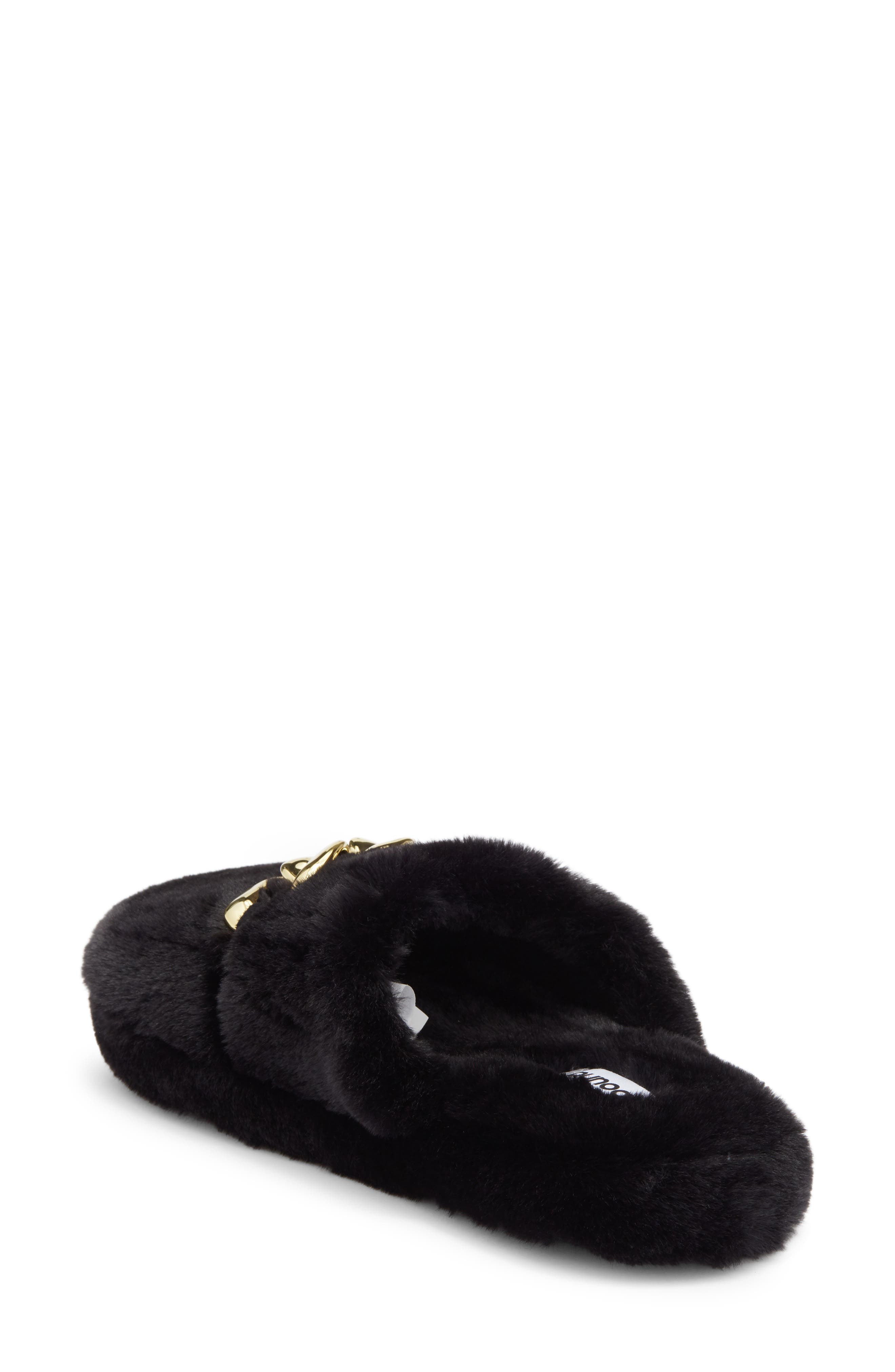 Abound Raya Faux Fur Slipper, Alternate, color, Black