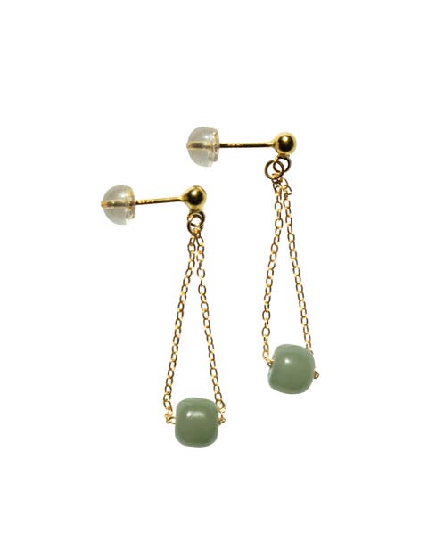 Zodiac collection Libra Skinny gold chain jade earrings