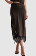 Mila Mae Lace Detailed Satin Midi Skirt