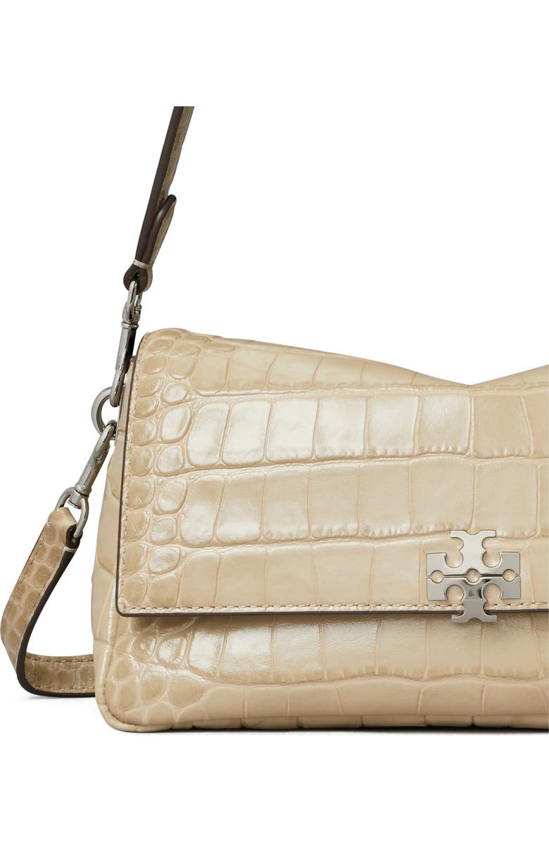 Tory Burch Small Charlie Croc Embossed Shoulder Bag, Alternate, color, Light Hickory