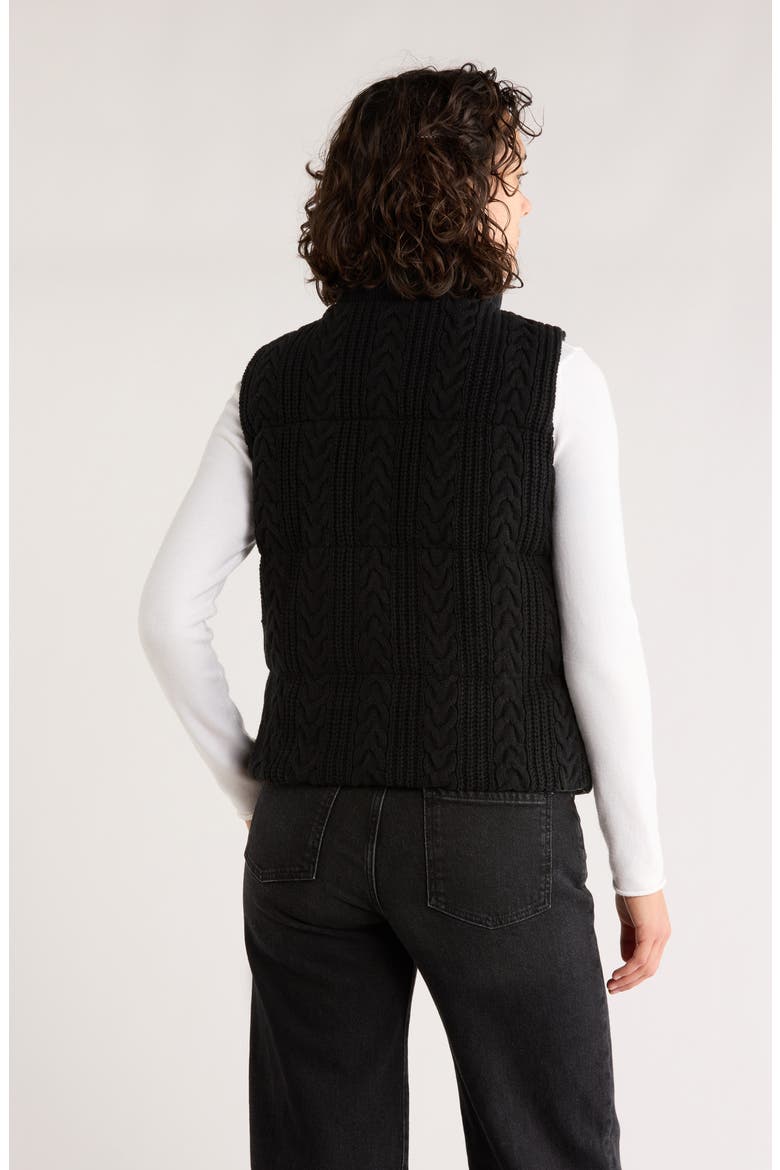 Alba Reversible Cable Knit Puffer Vest, Alternate, color, BLACK