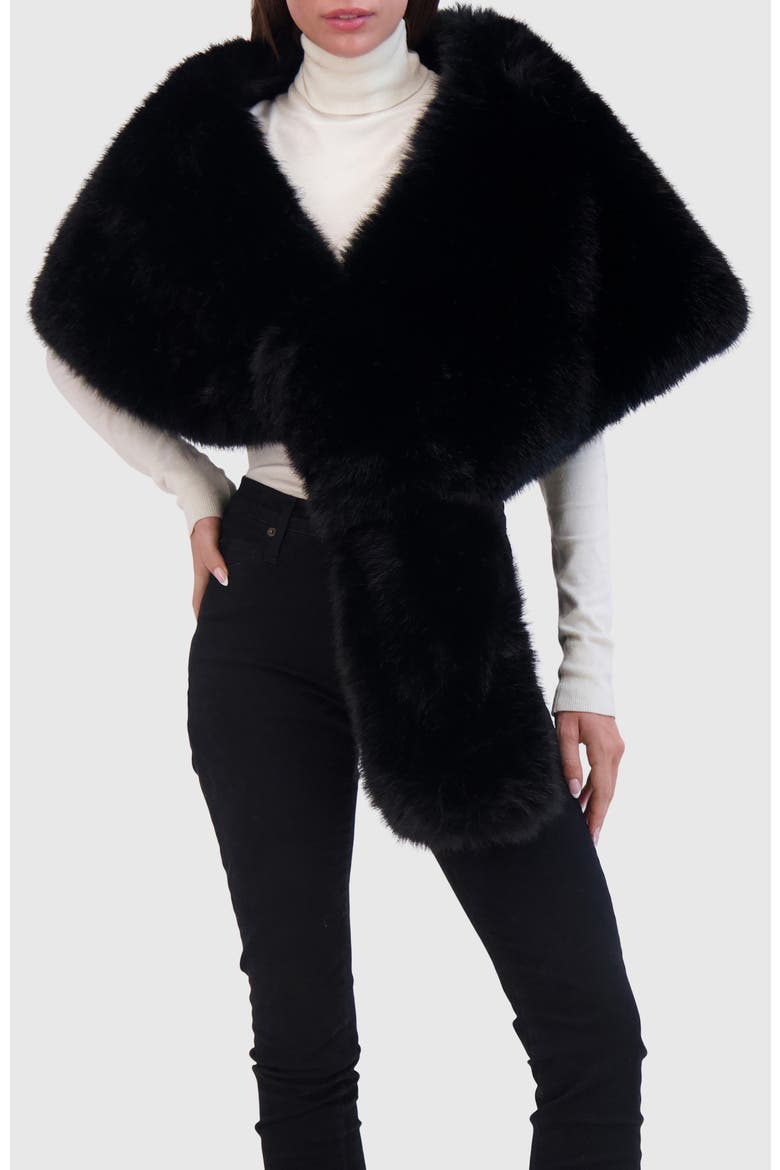Fur-Free Fox (Faux Fur) Stole, Main, color, BLACK
