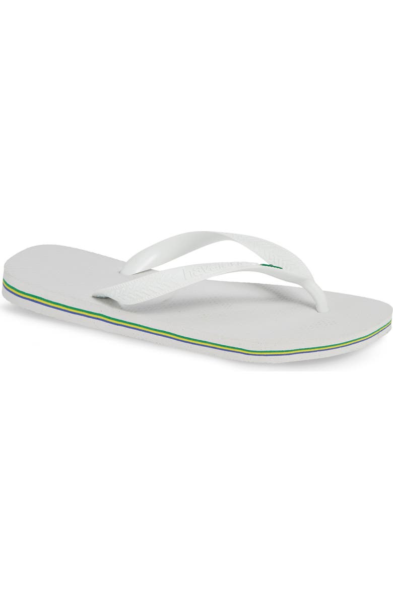 Havaianas Brazil Stripe Flip-Flop, Main, color, White