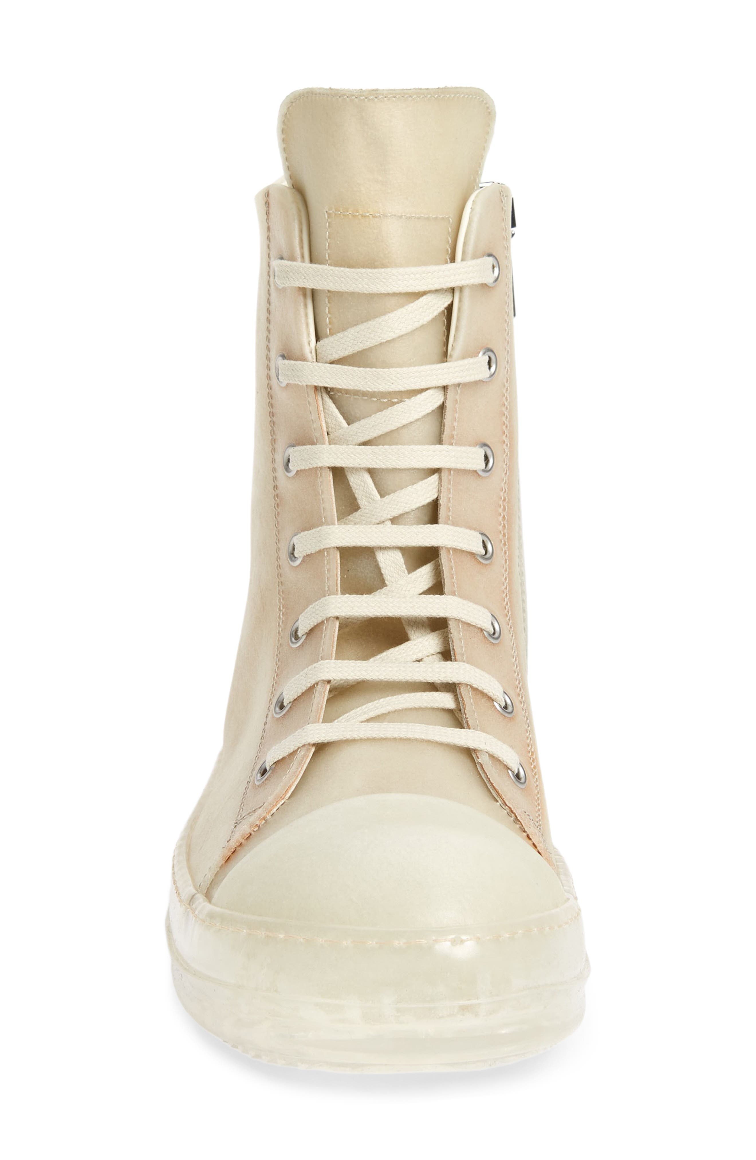 Rick Owens Clear Sole High Top Sneaker, Alternate, color, 