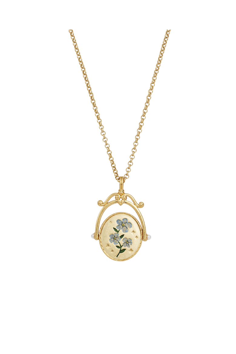 F Initial Forget-Me-Not Gold Spinner Chain Necklace, Alternate, color, Gold