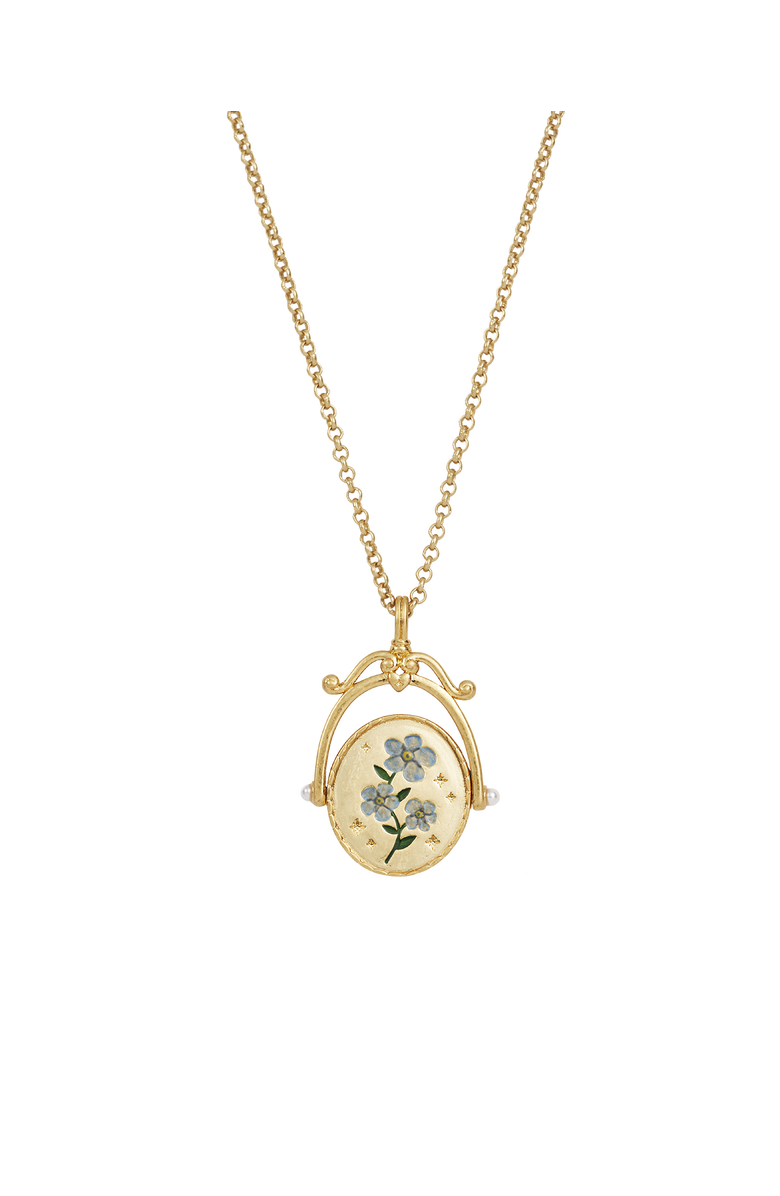 Fable England F Initial Forget-Me-Not Gold Spinner Chain Necklace, Alternate, color, Gold