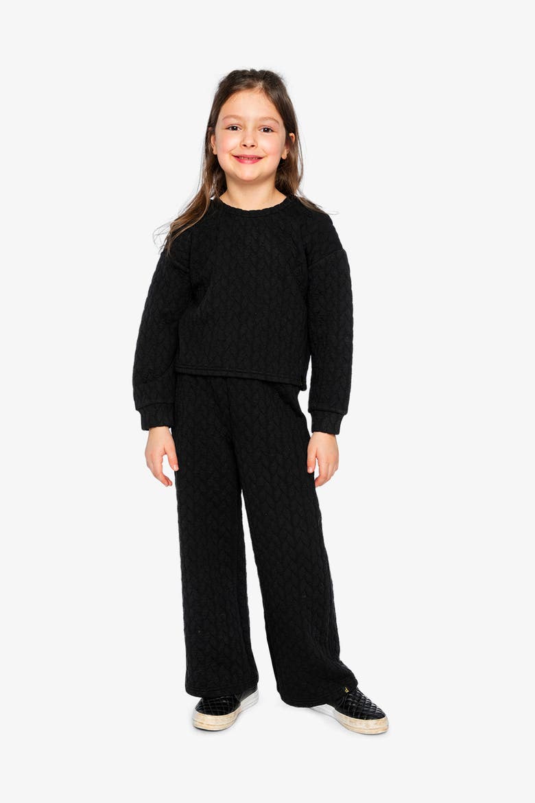 Wide Leg Quilted Jacquard Pants, Alternate, color, Black