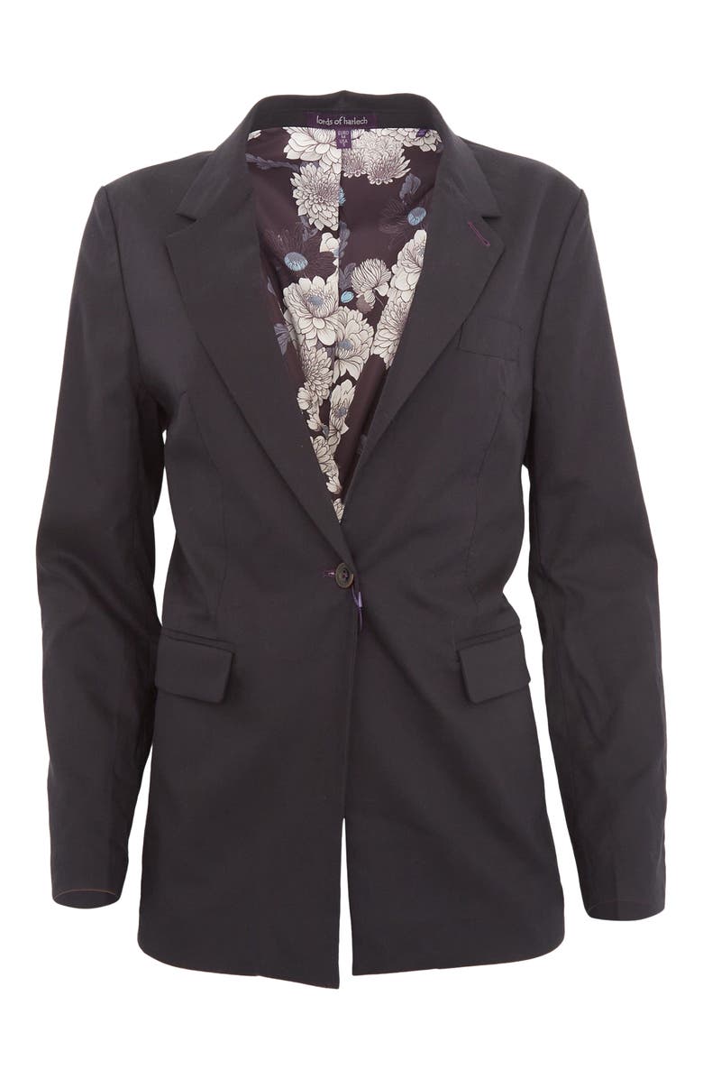 Lords of Harlech Jane Stretch Tencel Tailored Blazer, Main, color, Black