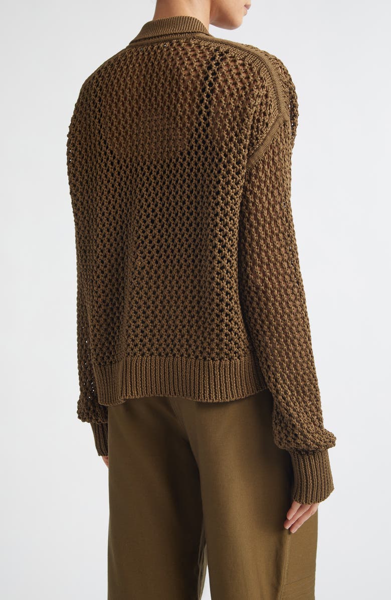 Max Mara Cotton Mesh Cardigan, Alternate, color, Kaki