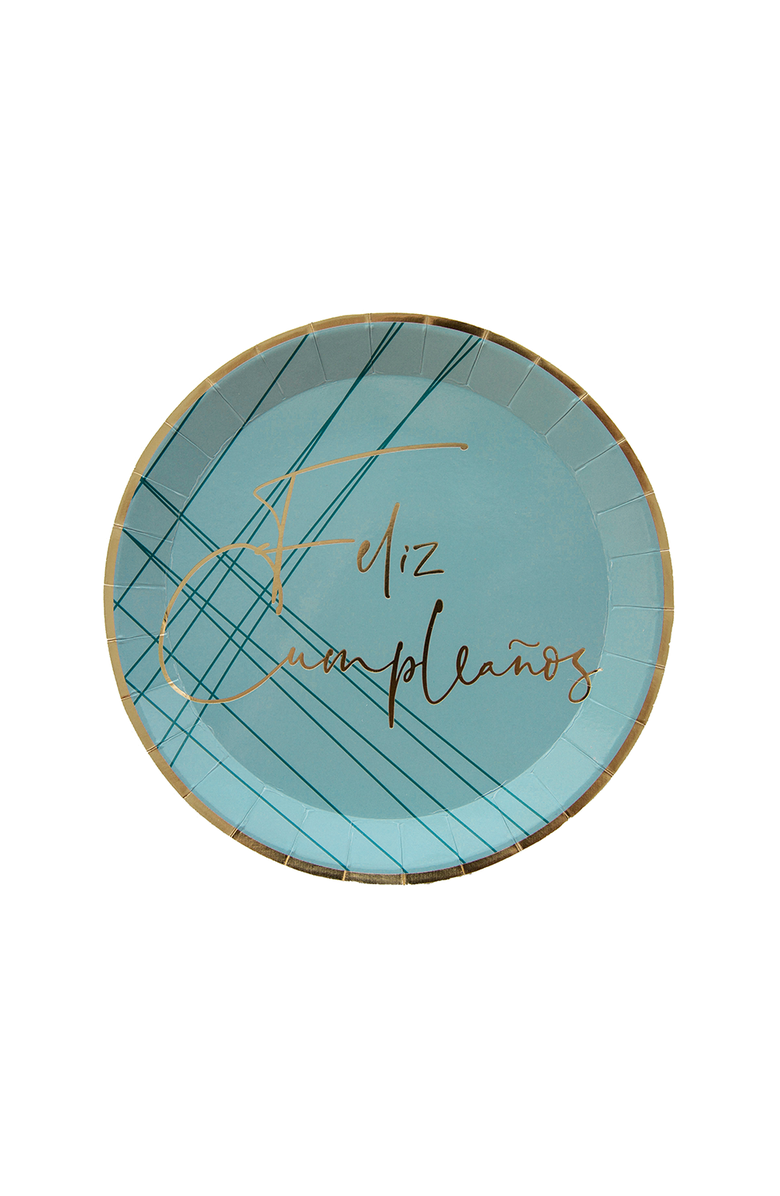 Jollity & Co Feliz Cumpleaño Dessert Plates, Main, color, Blue