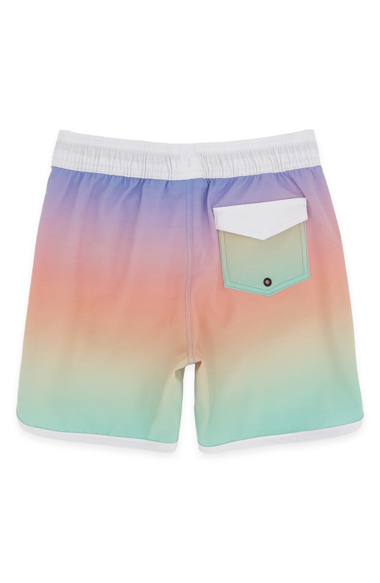 Feather 4 Arrow Kids' Scallop Board Shorts, Alternate, color, Coral Multi