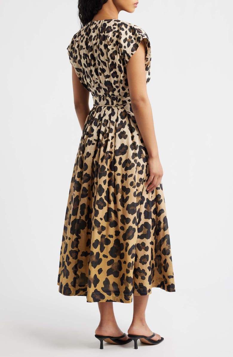 FREEMARKET Leopard Print Midi Shirtdress, Alternate, color, Neutral Multi