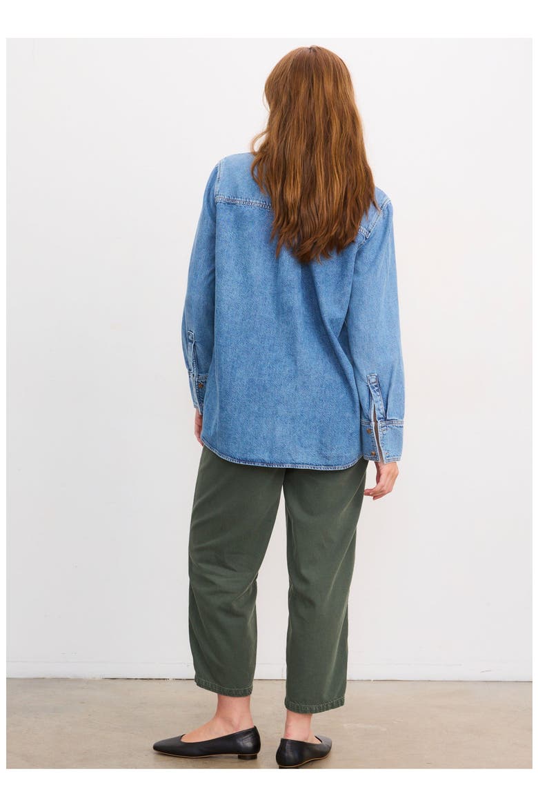 The Drapey Denim Boyfriend Shirt, Alternate, color, Vintage Dream Blue