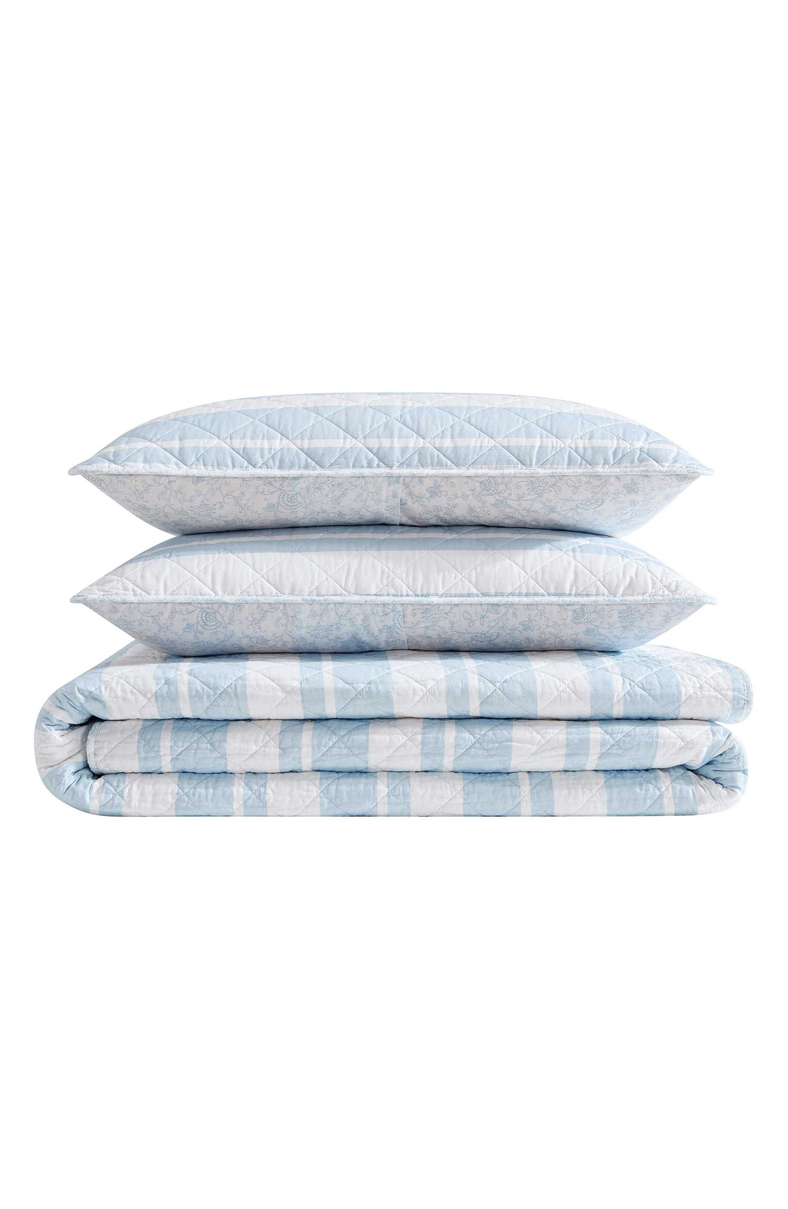 Nautica Seafront Stripe Reversible Cotton Quilt Set