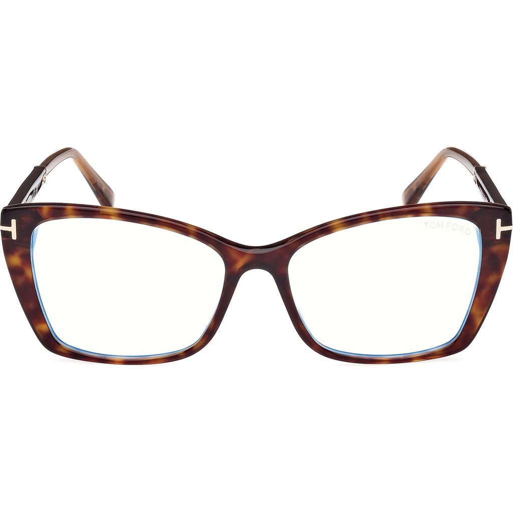 Tom Ford 55mm Butterfly Blue Light Blocking Optical Glasses In Gold