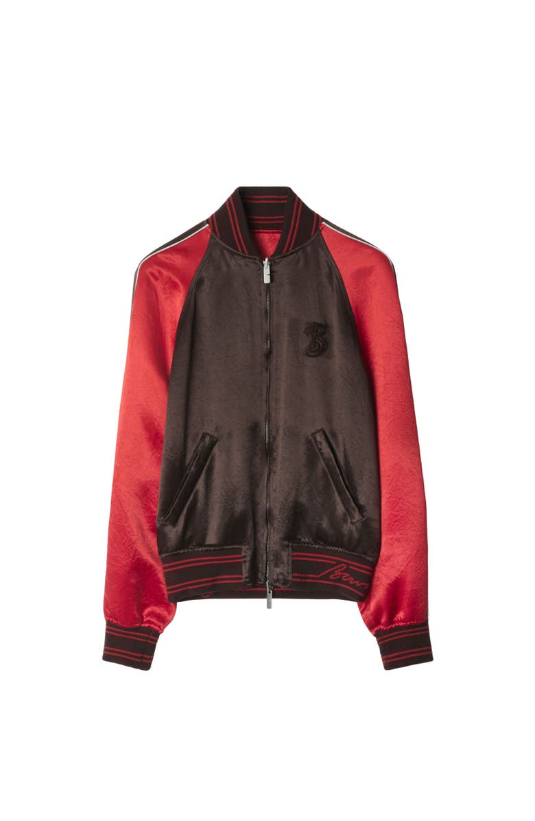 Burberry B Snake Satin Bomber Jacket, Alternate, color,