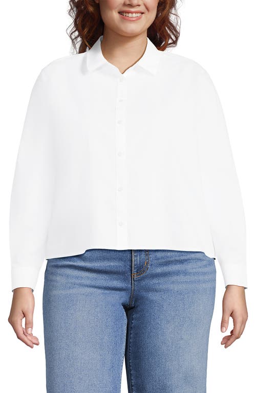 Lands' End Plus Size No Iron Boxy Cropped Shirt In White