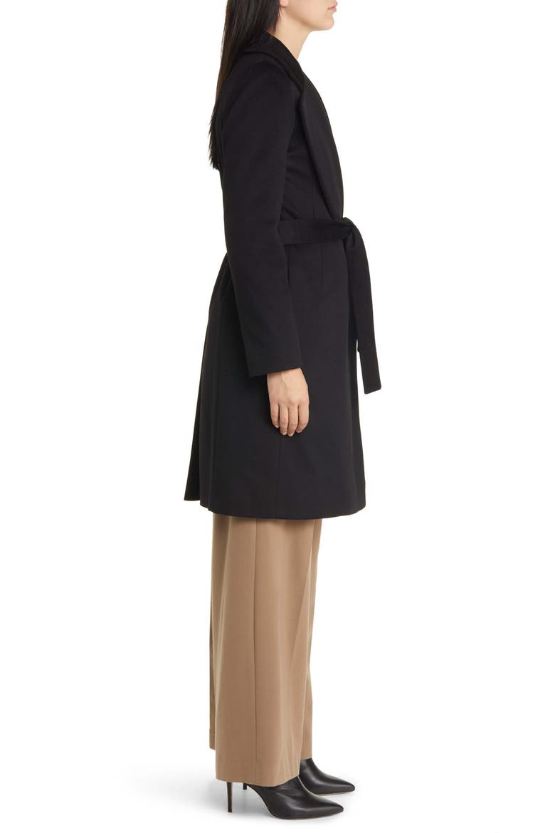 Casey Belted Cashmere Wrap Coat, Alternate, color, BLACK