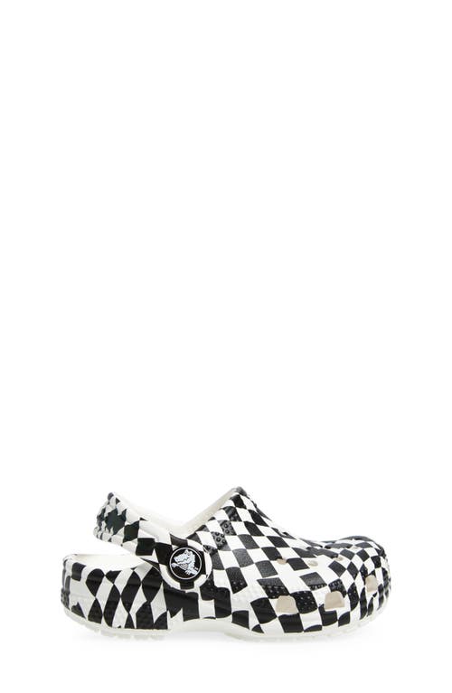 Crocs Kids' Warped Check Classic Clog In White/black