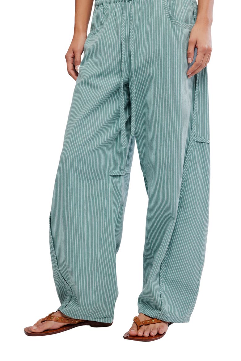 Something Good Pinstripe Cotton Drawstring Pants, Alternate, color, BLUE TRELLIS COMBO