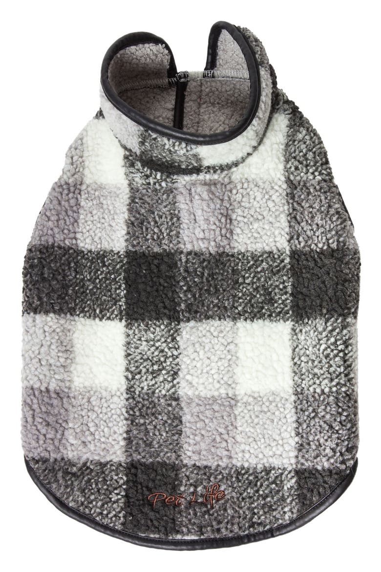Black Boxer Classical Plaid Insulated Dog Coat, Main, color, BLACK GREY AND WHITE PLAID