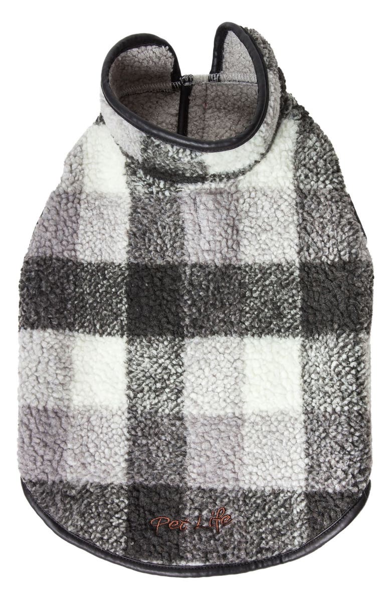 PET LIFE Black Boxer Classical Plaid Insulated Dog Coat, Main, color,