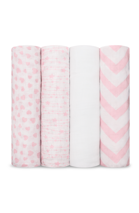 Muslin Swaddle Blankets, 4 Pack