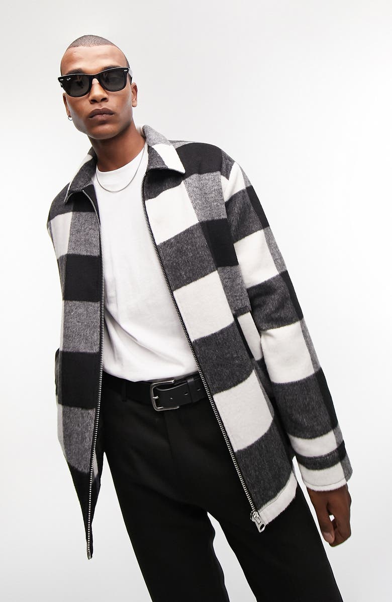 Topman Zip Through Shacket, Main, color, Black