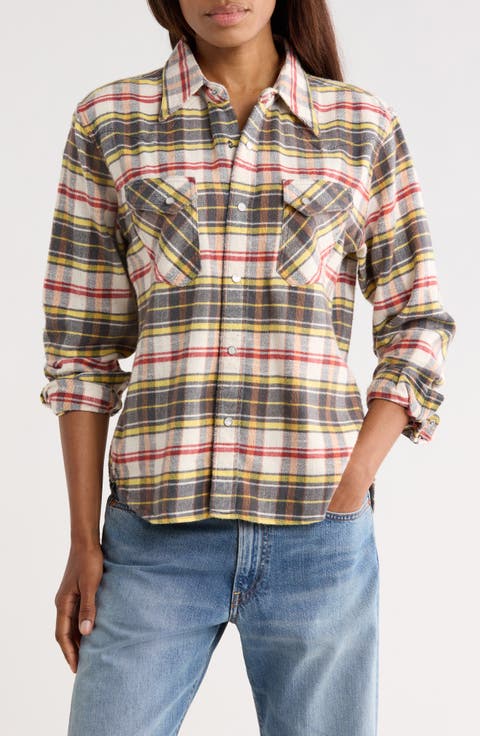 Slim Fit Plaid Flannel Western Shirt
