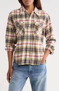 R13 Slim Fit Plaid Flannel Western Shirt
