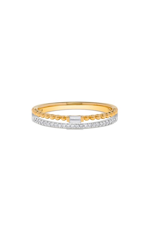 Beaded Diamond Stacking Ring