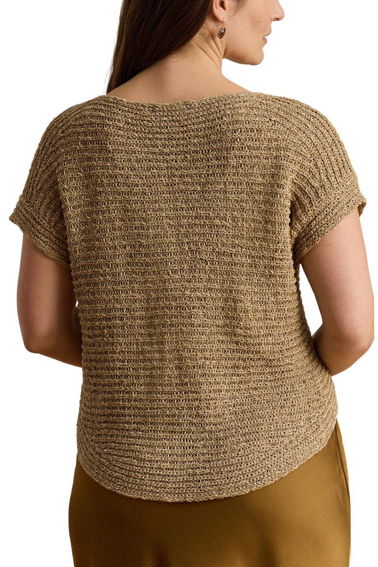 Ribbon Tape Boat Neck Top, Alternate, color, BEIGE