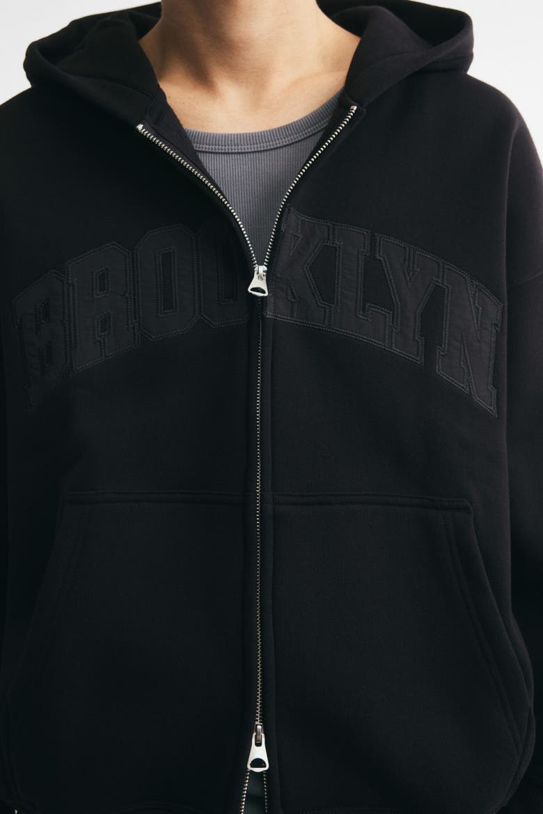 Oversized Printed Hooded Jacket, Alternate, color, Black/Brooklyn