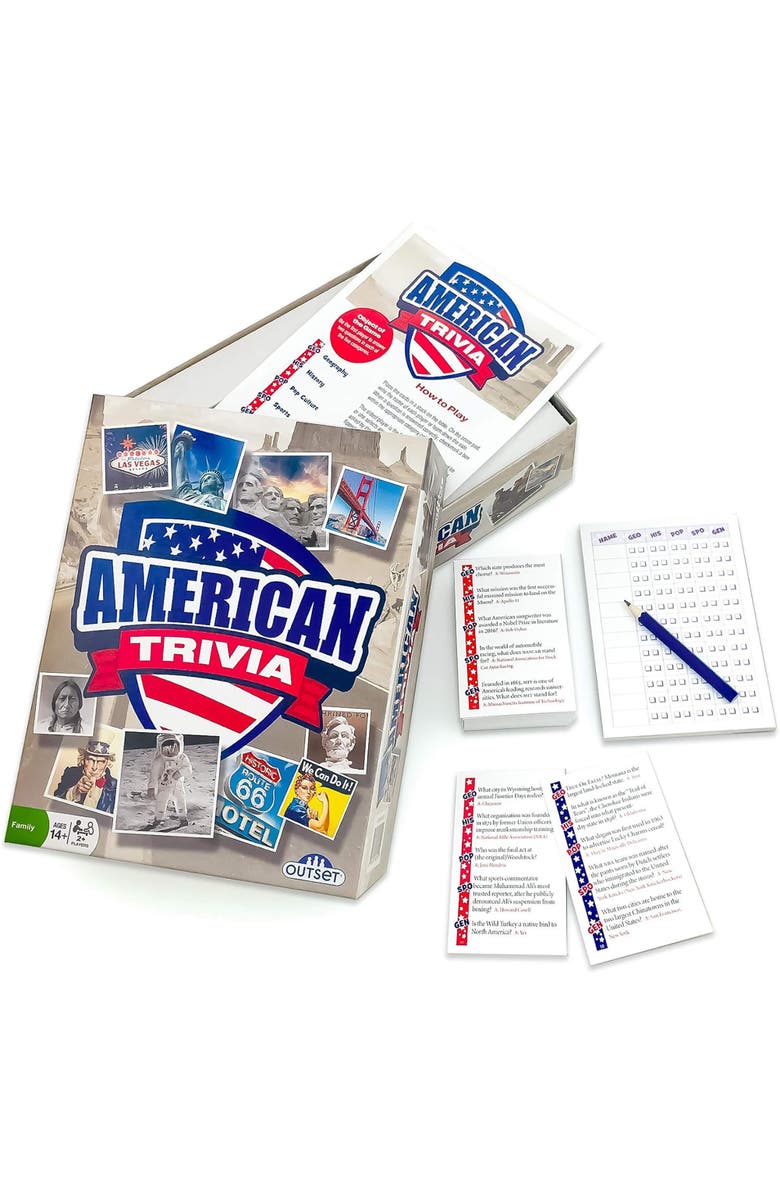 Outset Media American Trivia 102Pcs, Family Party Game, Alternate, color, Multicolored
