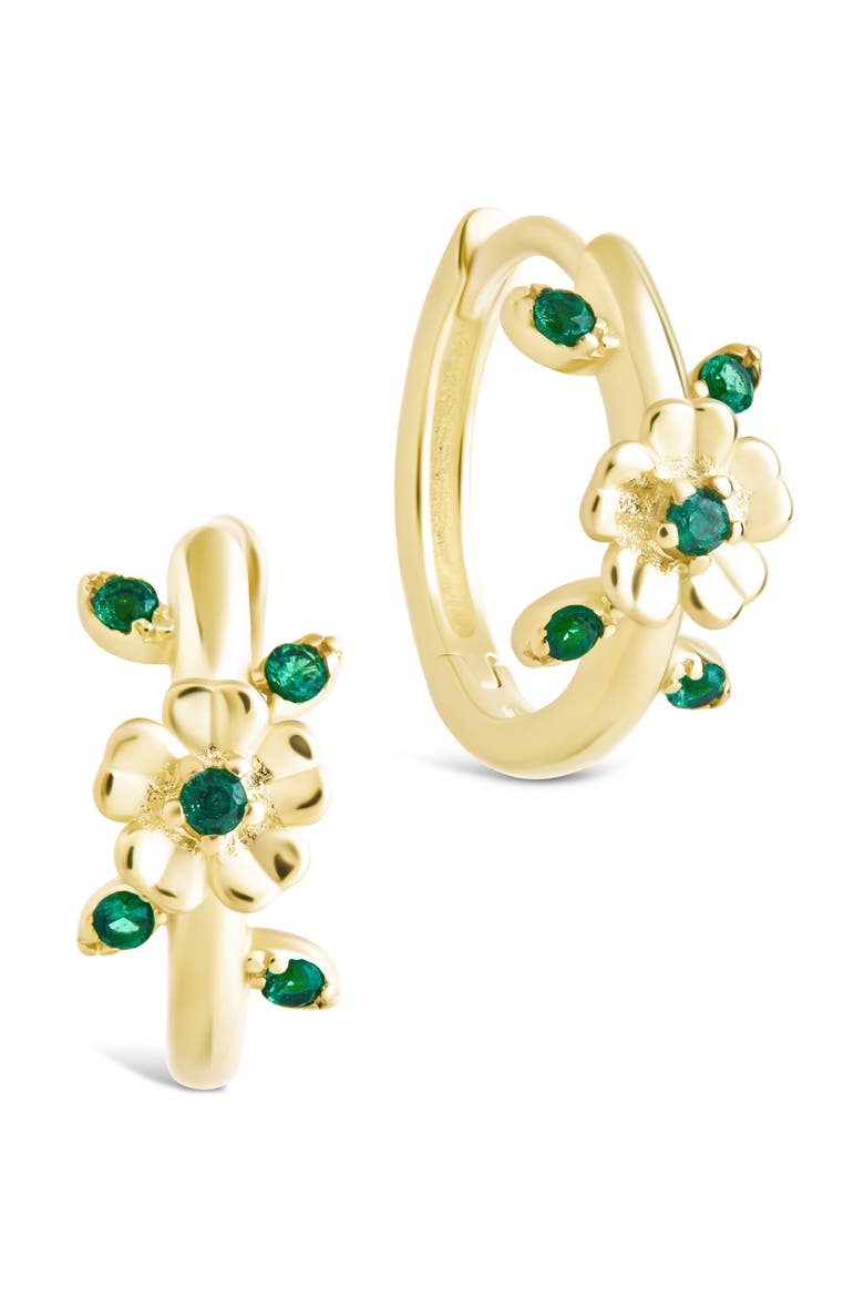 Cambrie Cubic Zirconia Flower Hoop Earrings, Main, color, GOLD