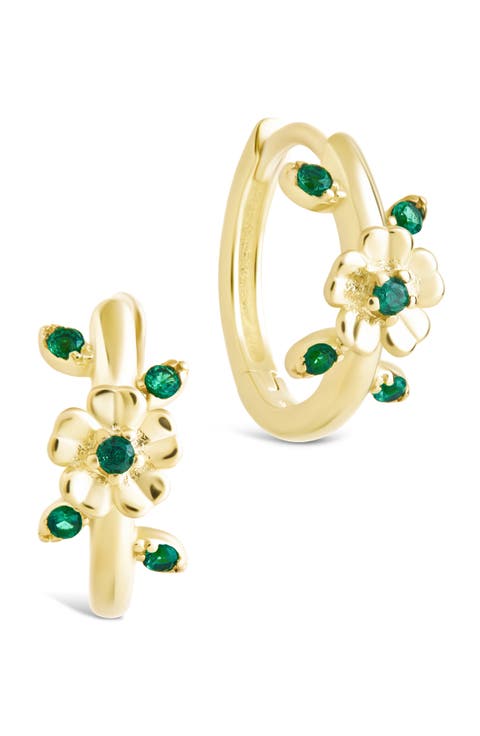 Cambrie Cubic Zirconia Flower Hoop Earrings