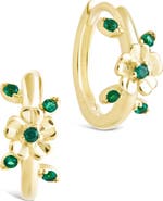 Sterling Forever Cambrie Cubic Zirconia Flower Hoop Earrings