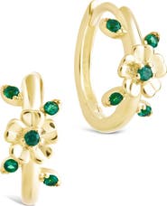 Sterling Forever Cambrie Cubic Zirconia Flower Hoop Earrings