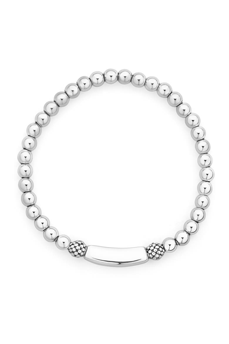 Signature Caviar Mom Stretch Bracelet, Alternate, color, SILVER