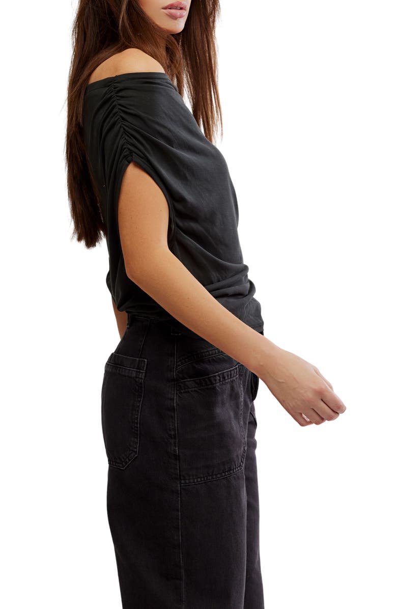 Free People Blake Off the Shoulder Knit Top, Alternate, color, Black