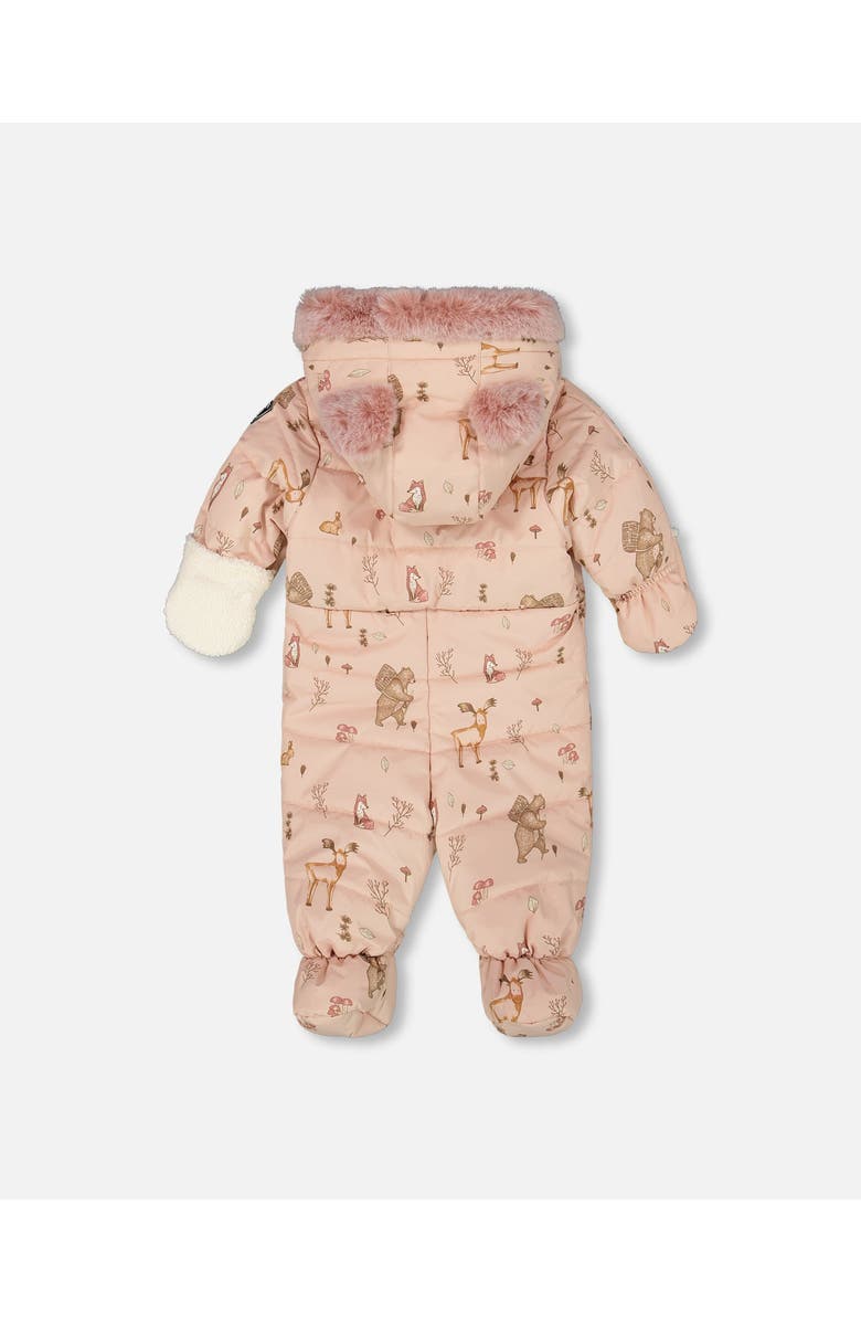 Deux par Deux Baby Girl One-Piece Layette Snowsuit Designed for Car Seat Animal, Alternate, color, Pink