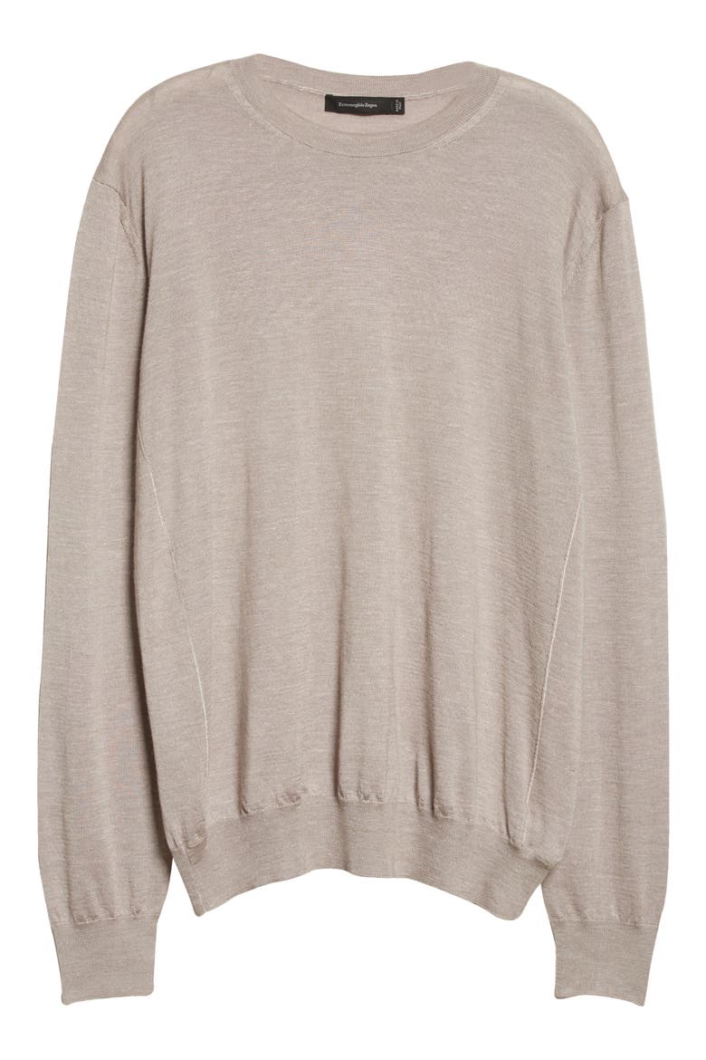 Faded Silk, Cashmere & Linen Crewneck Sweater, Alternate, color, BEIGE