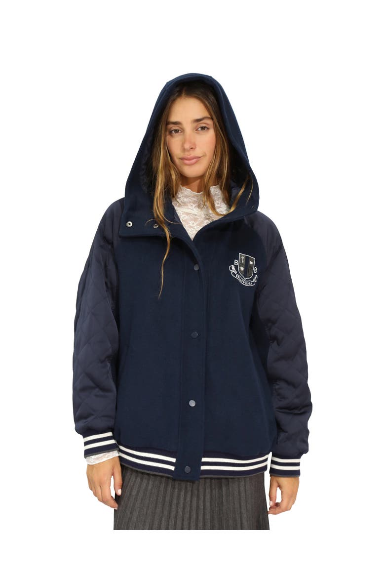Remix Bomber Varisty Jacket, Alternate, color, Navy