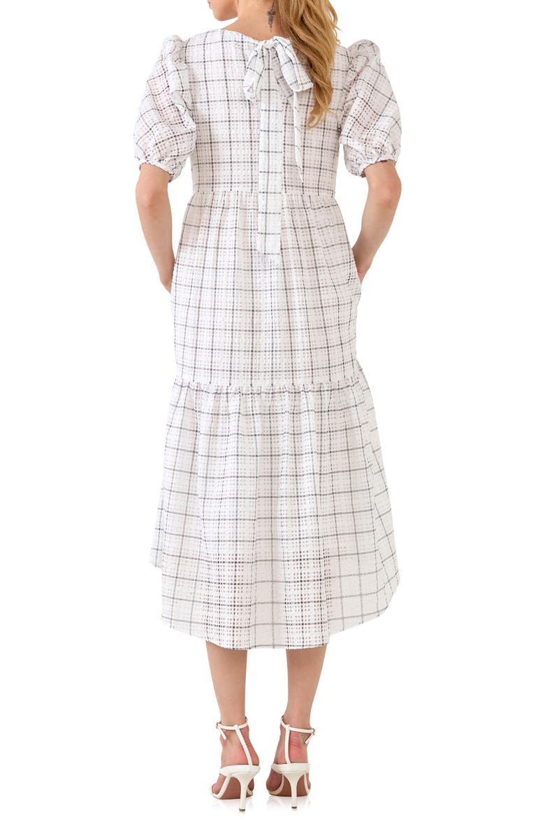 English Factory Plaid Tiered Ruffle Cotton Blend Dress, Alternate, color,