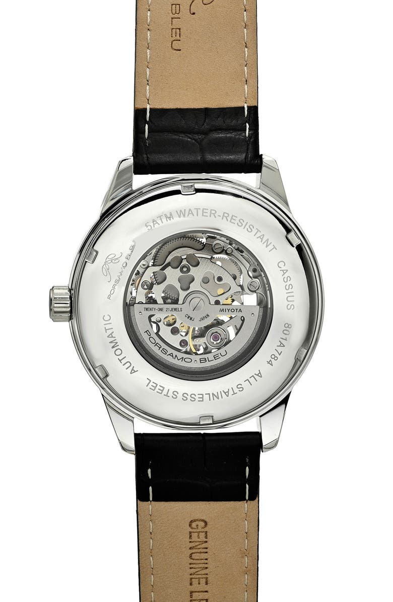 PORSAMO BLEU Men's Cassius Skeleton Watch, 45mm, Alternate, color, Silver