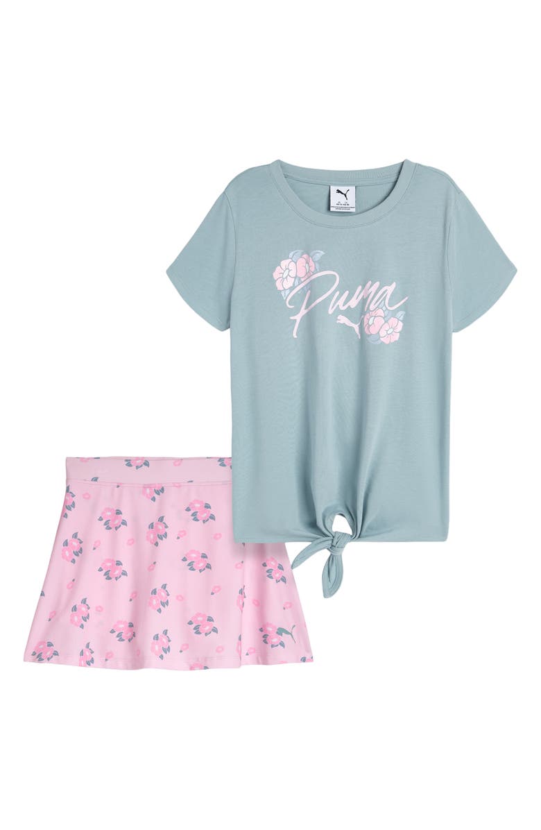 PUMA Kids' Logo Graphic T-Shirt & Skort, Main, color, Ice Blue