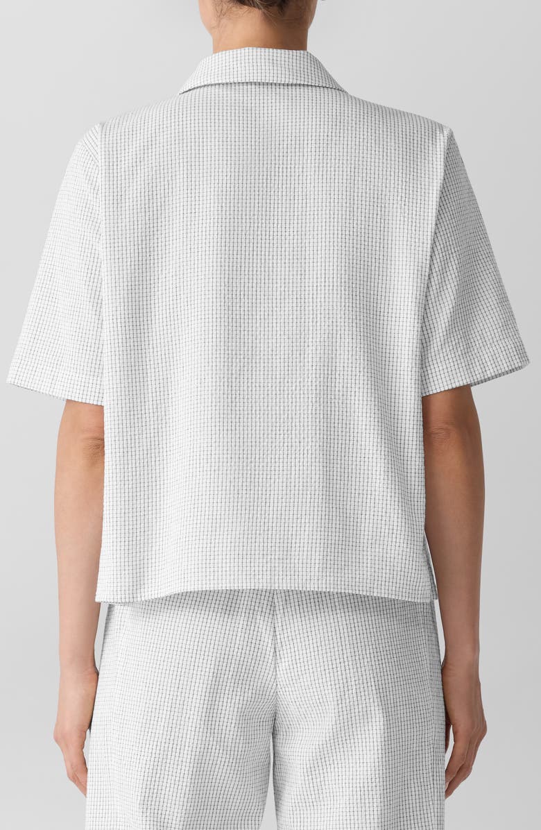 Eileen Fisher Check Organic Cotton Seersucker Button-Up Shirt, Alternate, color, White