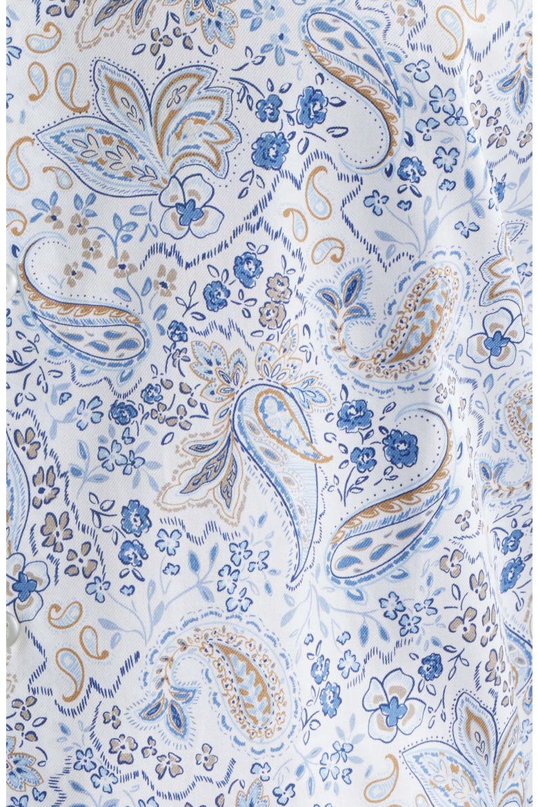 Modern Fit Floral Paisley Non-Iron Cotton & Linen Dress Shirt, Alternate, color, BLUE