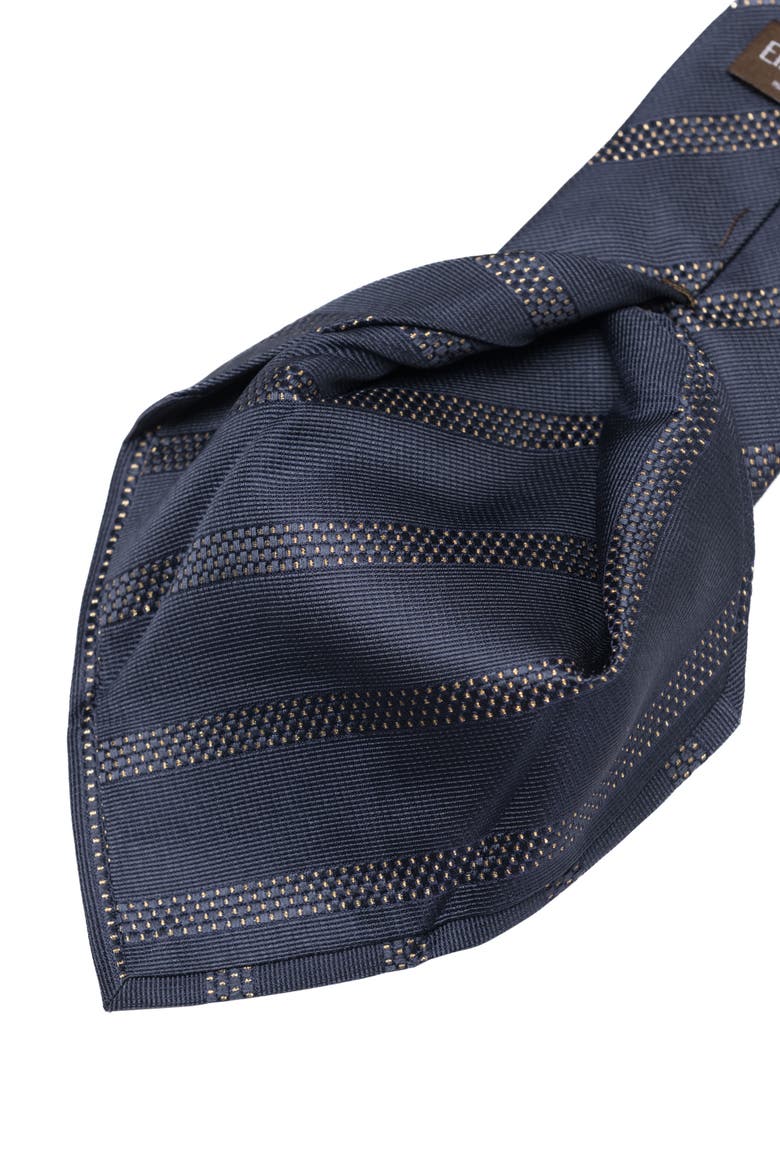 Milano - Silk Jacquard Tie for Men, Alternate, color, Navy and Gold
