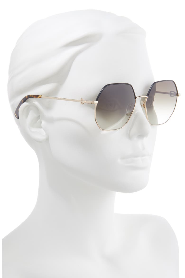 58mm Gradient Geometric Sunglasses, Alternate, color, GOLD/GREEN